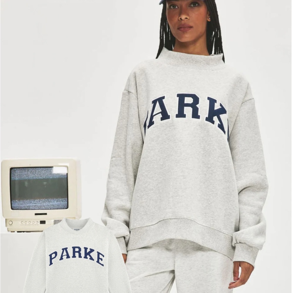 Parke OG Varsity mockneck sweatshirt - Classic Grey & Denim, Size XXL